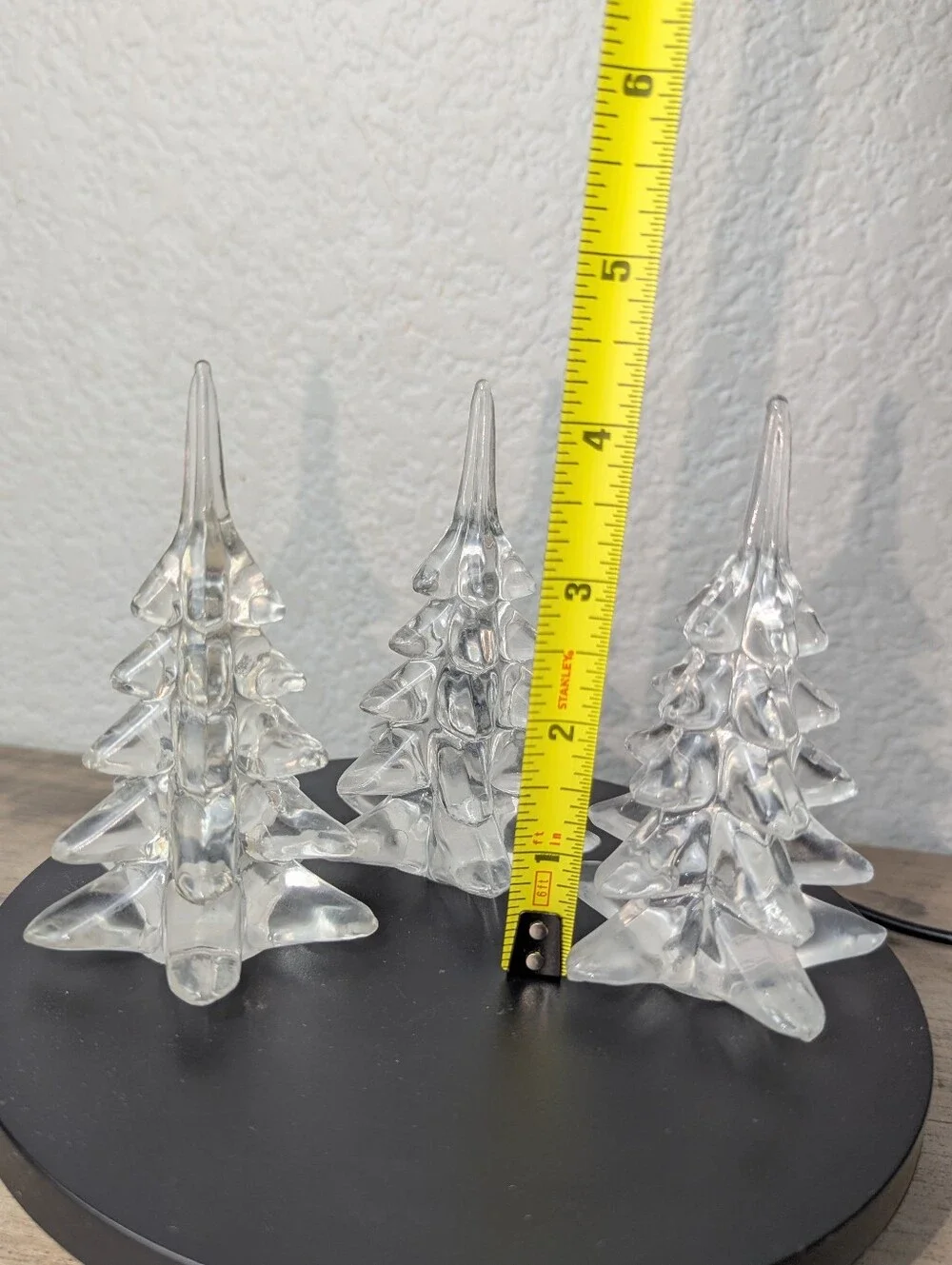 Vintage Mid-Century Clear Art Glass Christmas Trees - Set of 3